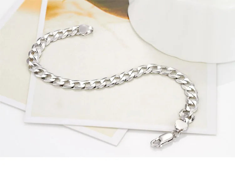 Hip Hop Jewelry 925 Sterling Silver Adjustable Men Cuban Link Chain Bracelet