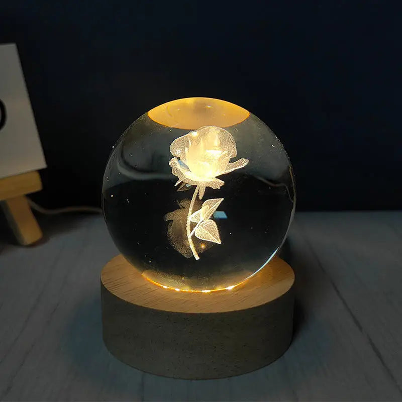 Hot sell Wholesale 3d Art Crystal Ball Night Lamp Luminous Crystal Ball Decoration Solar System Led Night Lights Desktop Decor