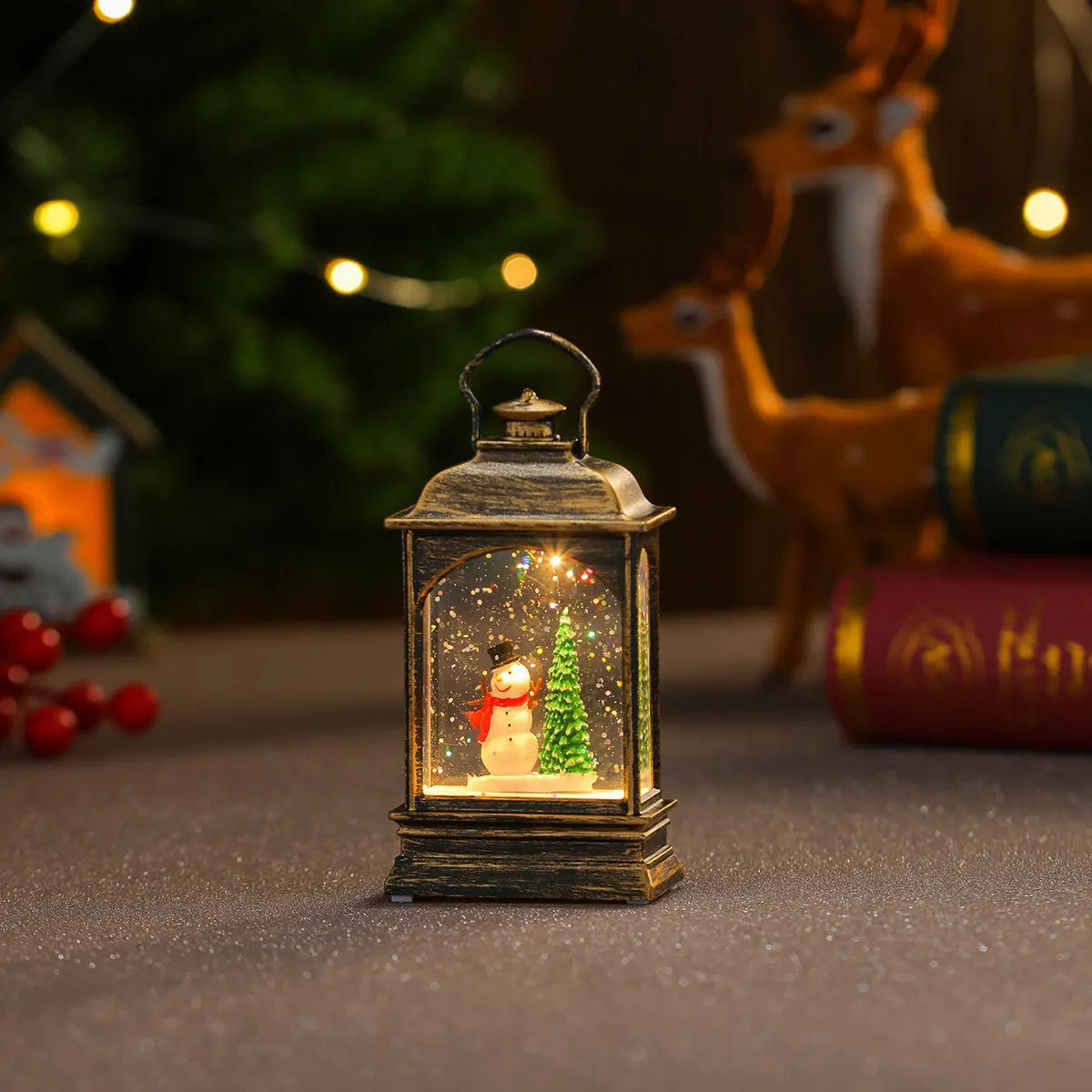 Hadiah natal manusia salju Elk Santa Claus ornamen kecil lampu Natal persediaan dekorasi Natal lampu malam