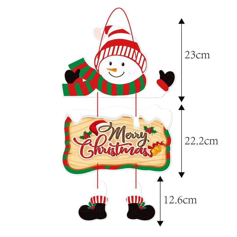 2024 Christmas Decorations Santa Claus Snowman Cartoon Door Hanging Couplets Christmas Paper Door Hanger