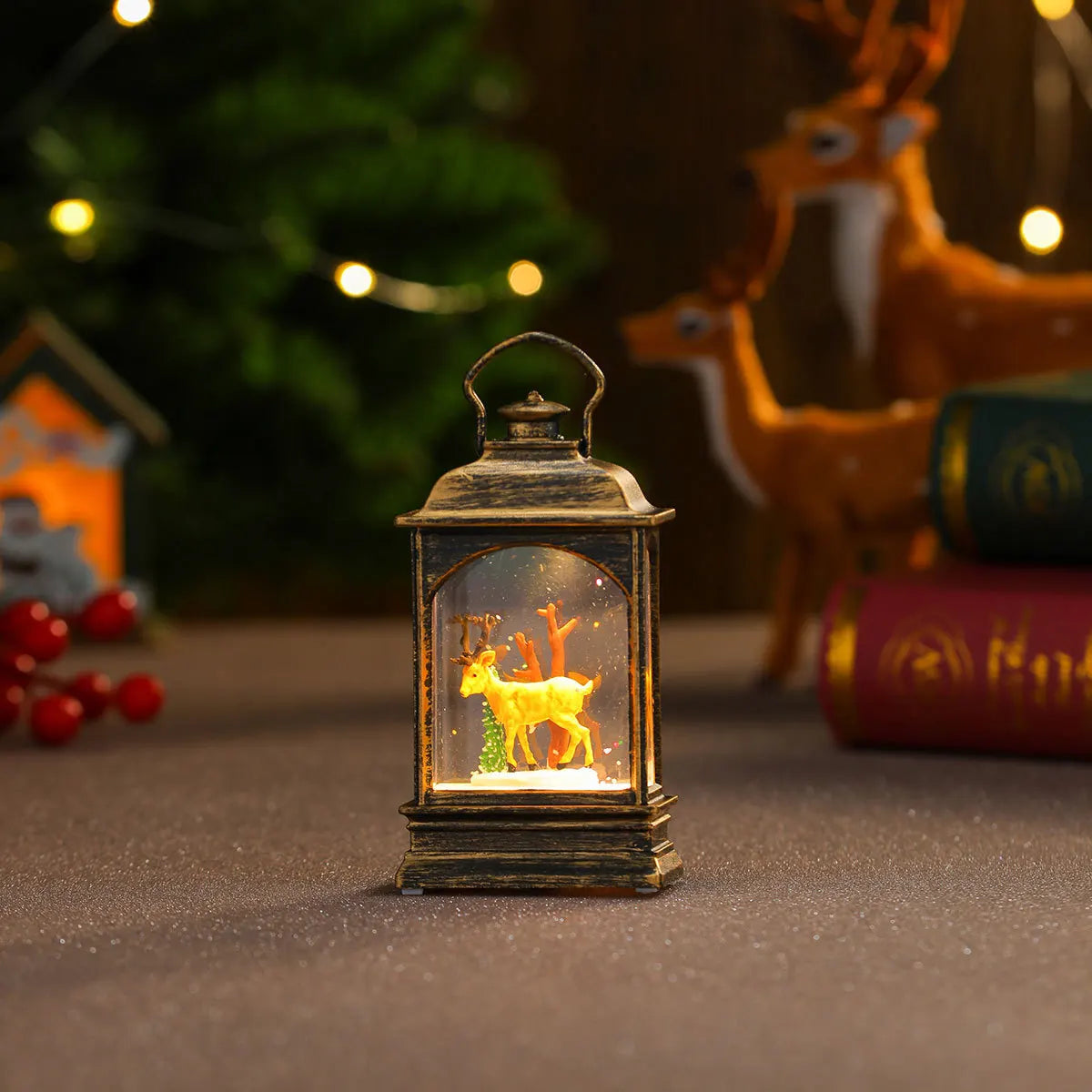 Hadiah natal manusia salju Elk Santa Claus ornamen kecil lampu Natal persediaan dekorasi Natal lampu malam