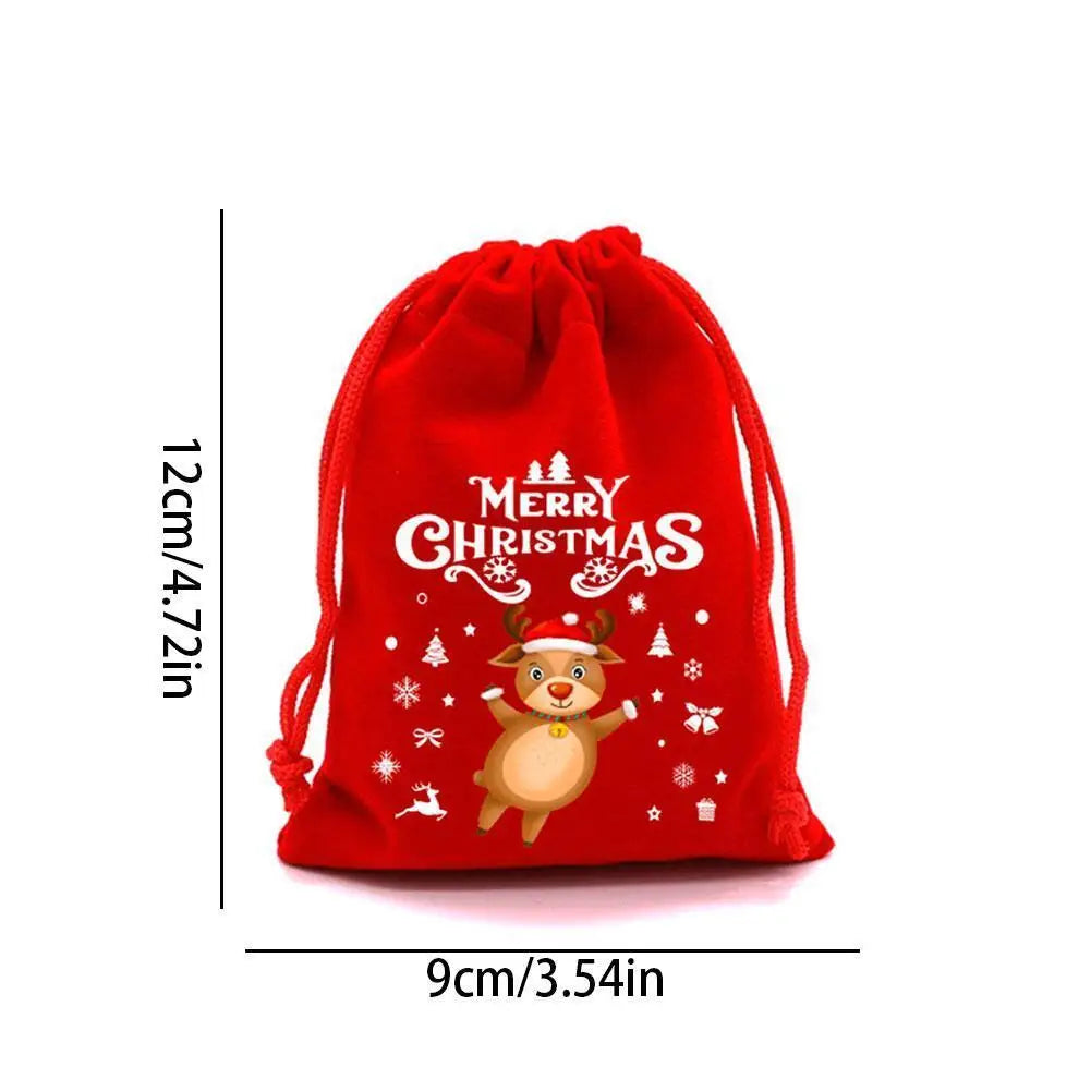 Factory spot wholesale Christmas gift bag big red velvet Christmas peace fruit packaging candy gift bag