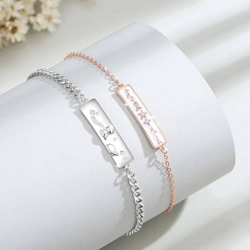 Valentine's Day Bracelet Little Prince and Roses 925 Sterling Silver Couple Bracelet Light Luxury  Bracelet for Men and Women