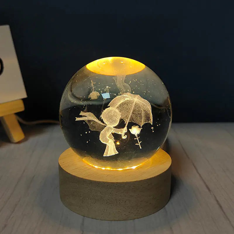 Hot sell Wholesale 3d Art Crystal Ball Night Lamp Luminous Crystal Ball Decoration Solar System Led Night Lights Desktop Decor