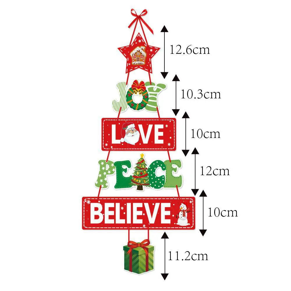 2024 Christmas Decorations Santa Claus Snowman Cartoon Door Hanging Couplets Christmas Paper Door Hanger