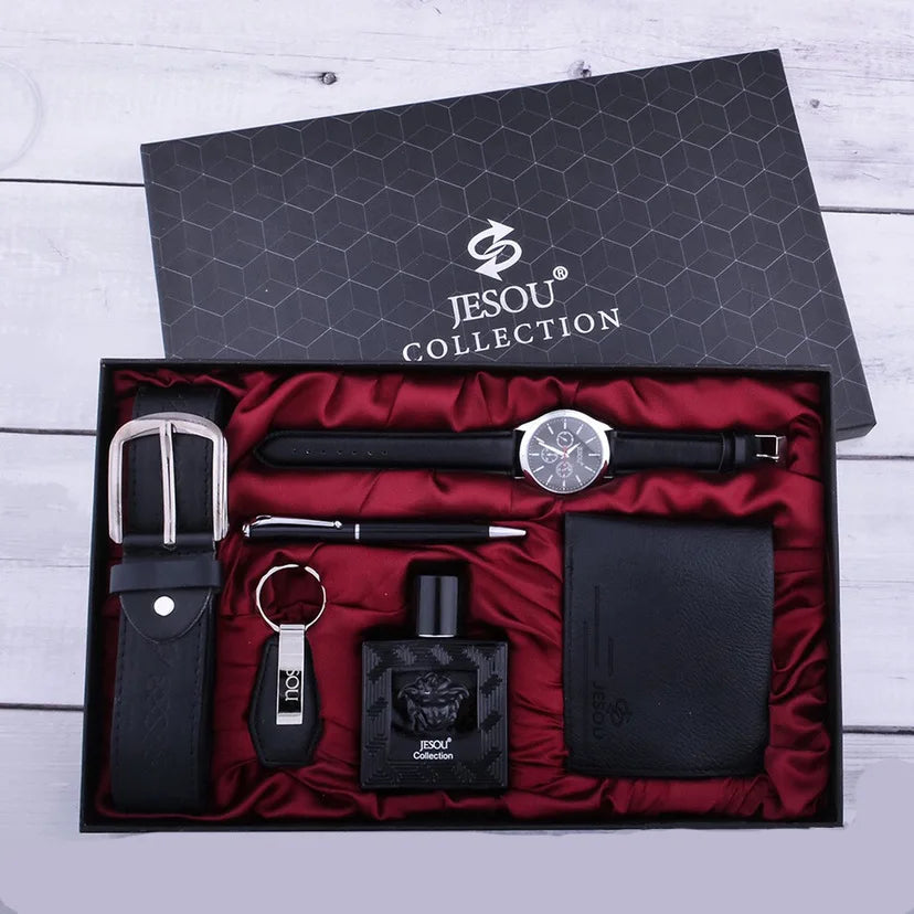 Hot-selling Luxury Men Gift Set Pen Tie Belt Wallet Watch,Business Leather Strap Men's Wrist Watch Set