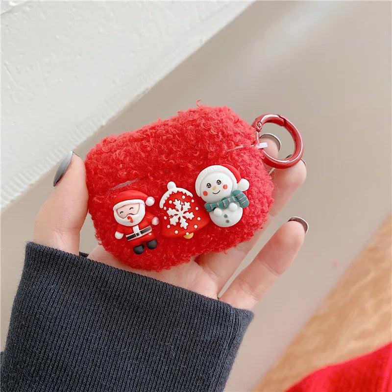 Earphone Cover Plush Case Cover Christmas Theme Christmas Shape Cover Protector Shell Compatible for Air  Pods Earphone