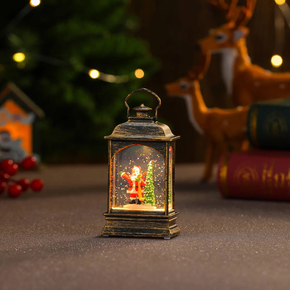 Hadiah natal manusia salju Elk Santa Claus ornamen kecil lampu Natal persediaan dekorasi Natal lampu malam