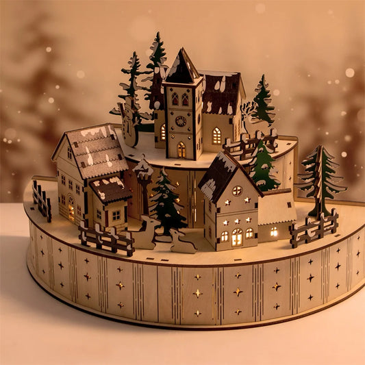 Newest Product Personalized Laser Cut LED Light Christmas Winter Scene Glow Wood Crafts Gifts Ornaments