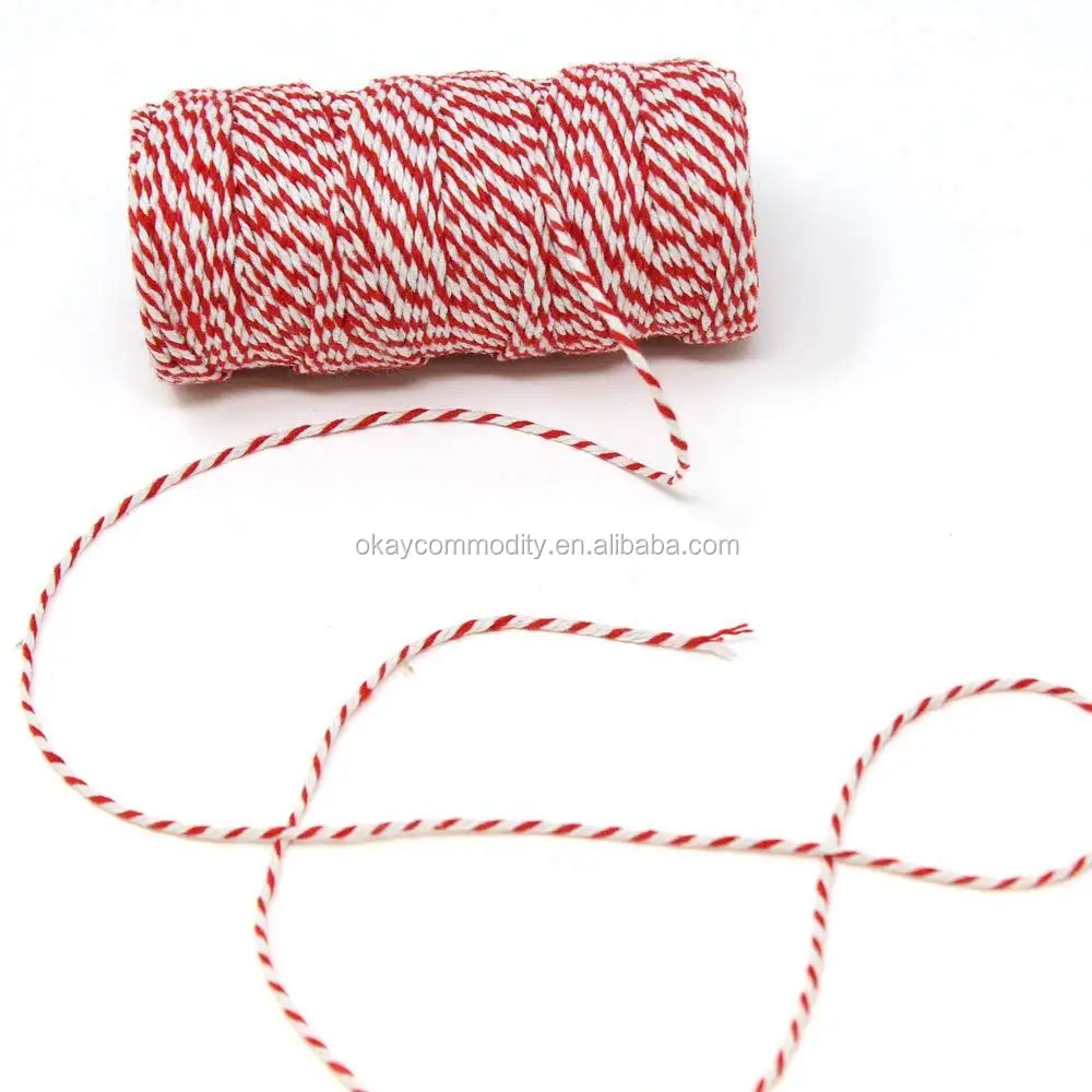 OKAY Small Order Accept 2 MM  Red and White Cotton Twine, multi colored cotton twine