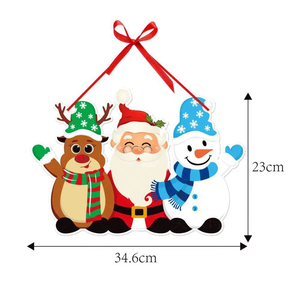 2024 Christmas Decorations Santa Claus Snowman Cartoon Door Hanging Couplets Christmas Paper Door Hanger