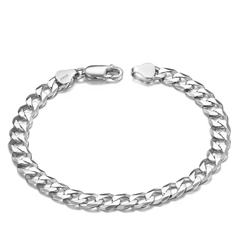 Hip Hop Jewelry 925 Sterling Silver Adjustable Men Cuban Link Chain Bracelet