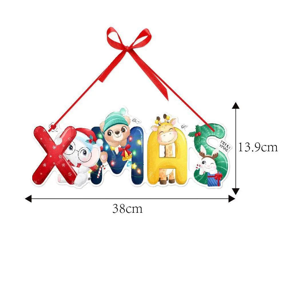 2024 Christmas Decorations Santa Claus Snowman Cartoon Door Hanging Couplets Christmas Paper Door Hanger