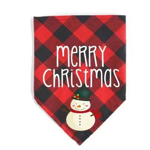 New cotton checkered fabric Christmas pet triangle scarf drool scarf dog scarf cat bib neck bib