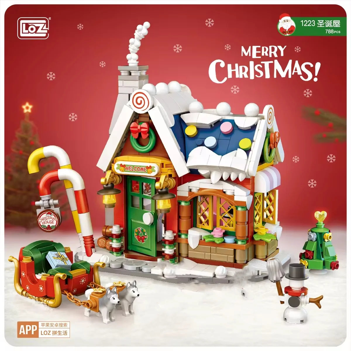 LOZ DIY mini building block Christmas house plastic building brick toys