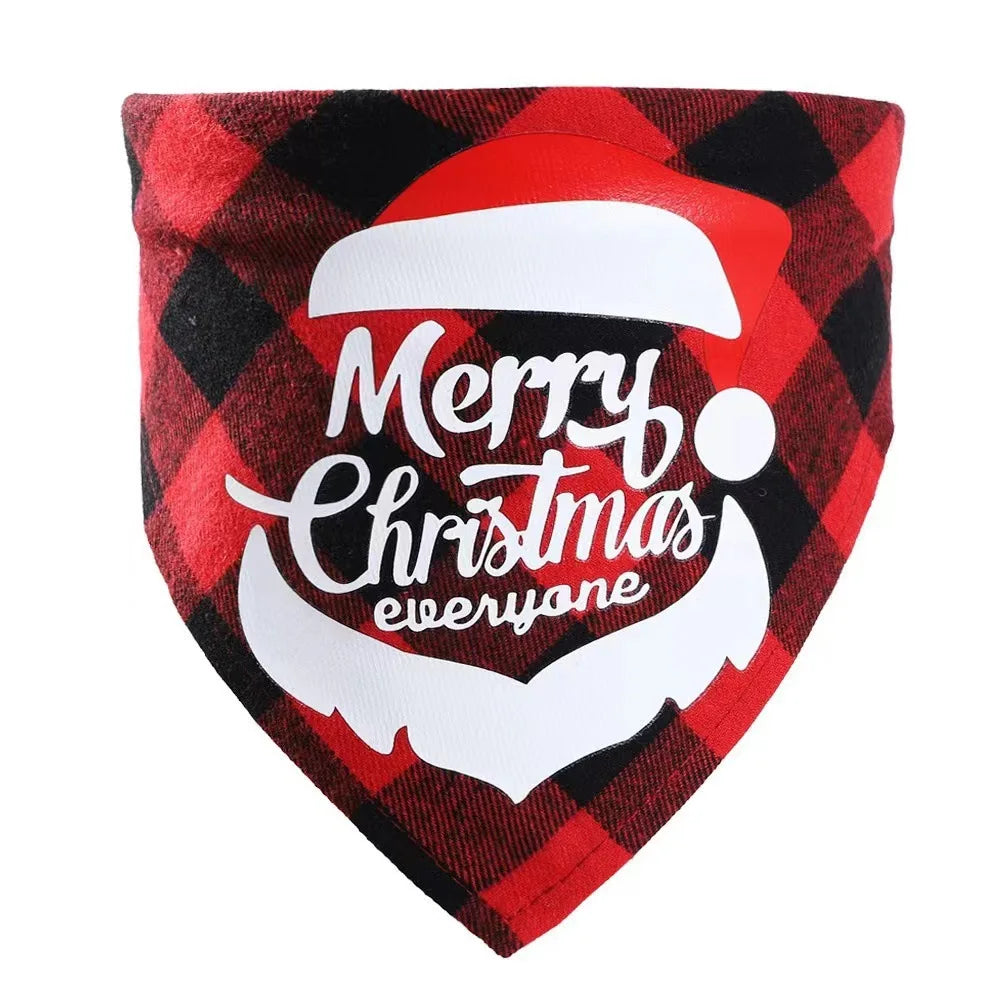 New cotton checkered fabric Christmas pet triangle scarf drool scarf dog scarf cat bib neck bib