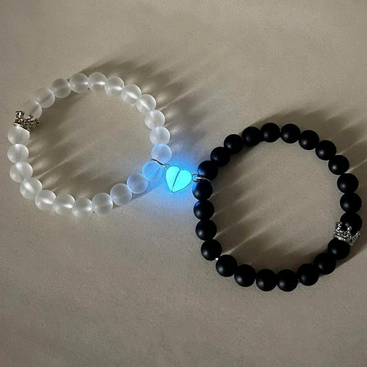 Wholesale High Quality Crown Magnetic Love Luminous Chakra Couple Bracelet