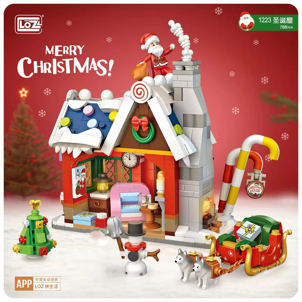 LOZ DIY mini building block Christmas house plastic building brick toys