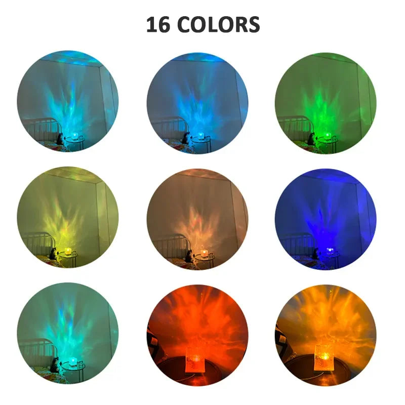 2023 RGB Ice Cube Lamp Square LED Crystal Table Lamp Dynamic water ripple Decorations light 16 Colors USB charge Atmosphere lamp