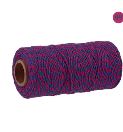 OKAY Small Order Accept 2 MM  Red and White Cotton Twine, multi colored cotton twine