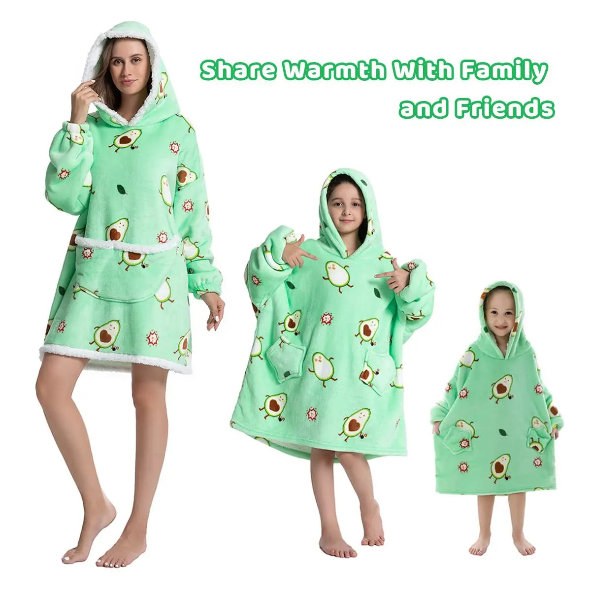 High Quality Soft Warm Flannel Winter Christmas Hoodie Blanket Fleece Hooded Sweatshirt Wearable Blanket