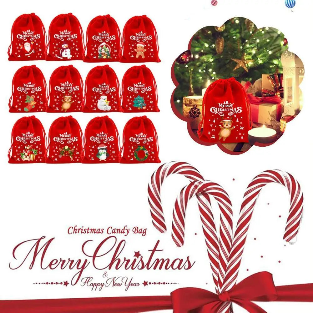 Factory spot wholesale Christmas gift bag big red velvet Christmas peace fruit packaging candy gift bag