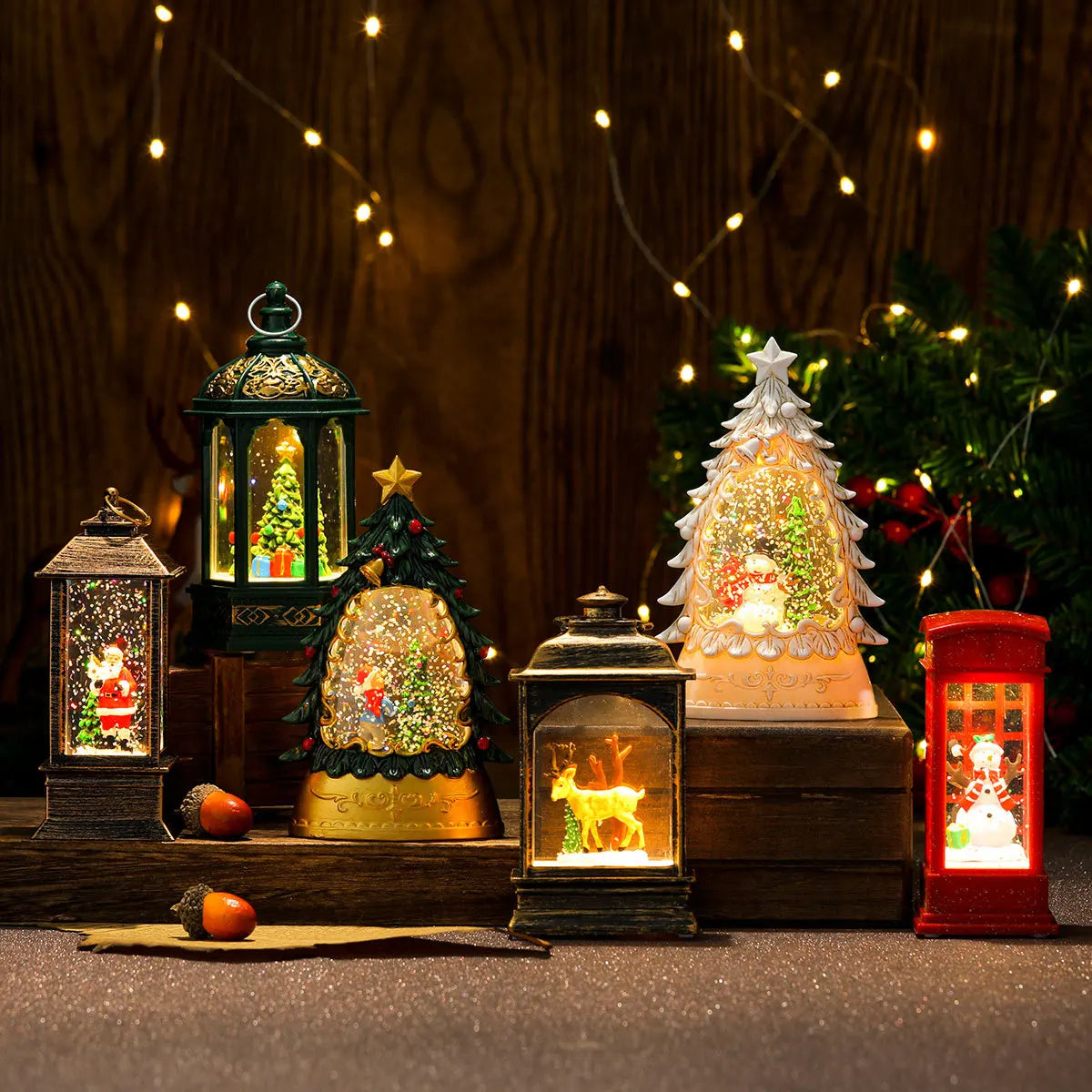 Hadiah natal manusia salju Elk Santa Claus ornamen kecil lampu Natal persediaan dekorasi Natal lampu malam