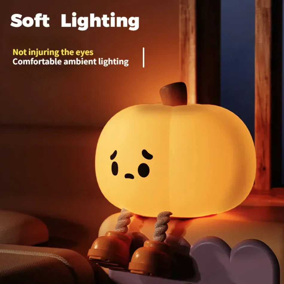 Adorable Silicone Halloween Pumpkin Night Light - Soft Glow for Kids & Adults