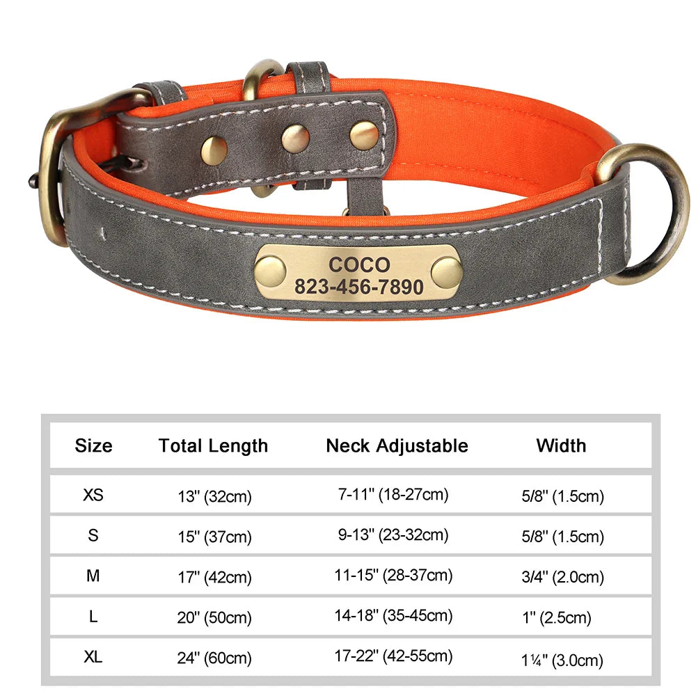 Personalized Dog Collar Custom Engraved PU Leather Dog Collars Free Engraving ID Tag Nameplate For Small Medium Large Dogs