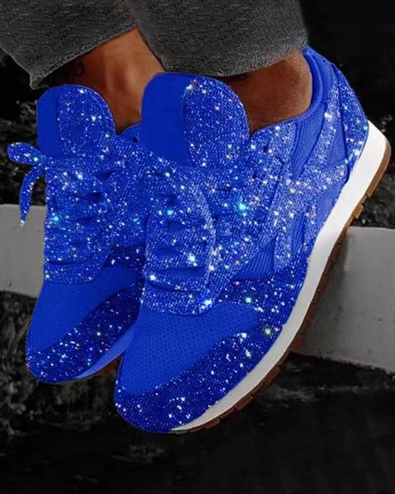 Sequins Lace-up Muffin Sneakers