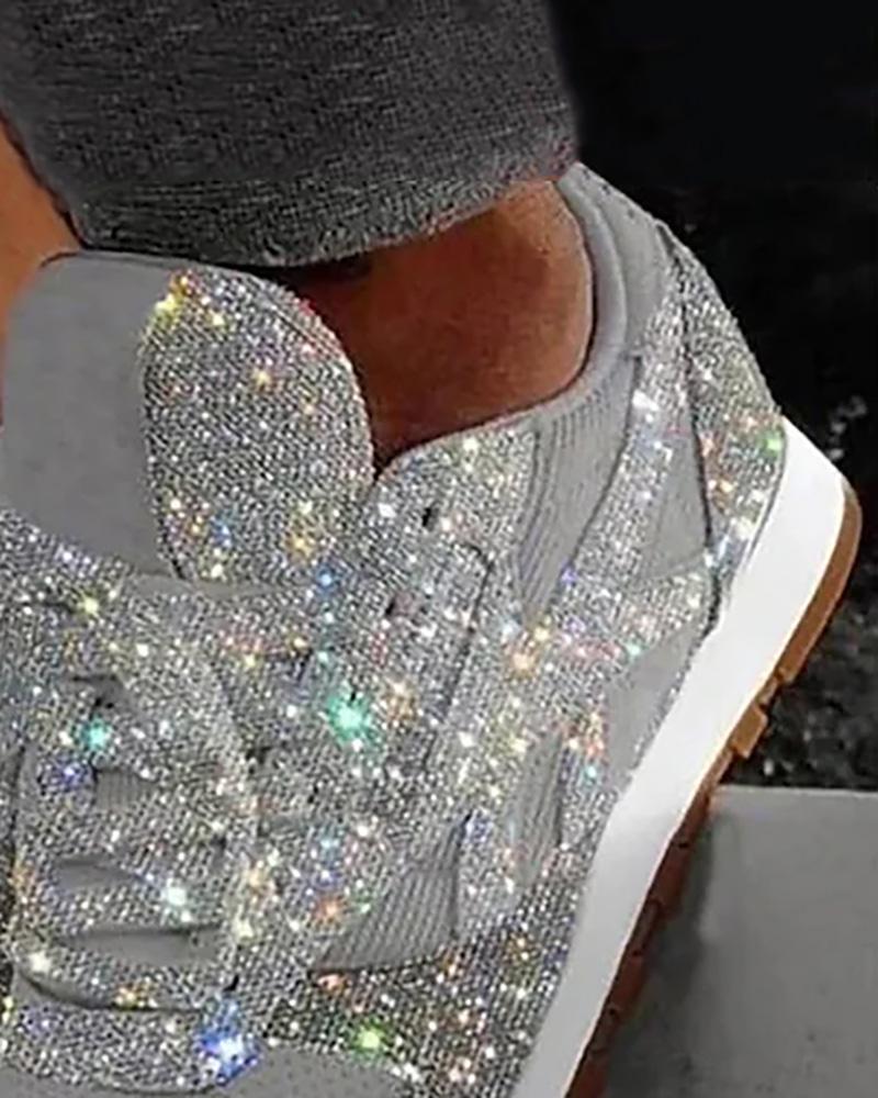 Sequins Lace-up Muffin Sneakers