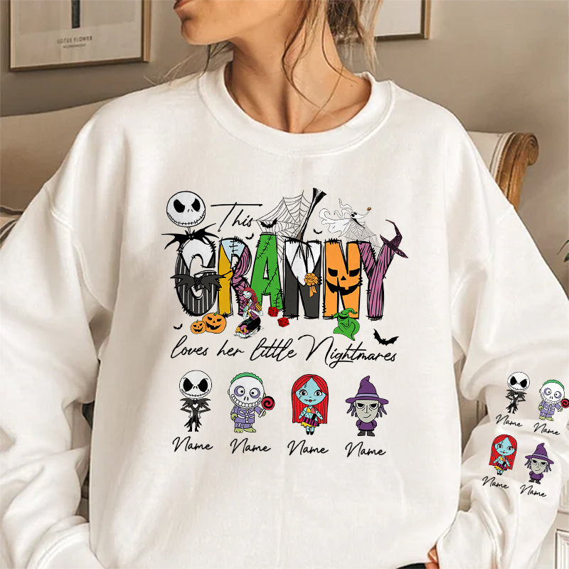 Personalized This Mama Loves Her Little Nightmares Sweatshirt, Mama Shirt With Kids Name, Spooky Season Halloween