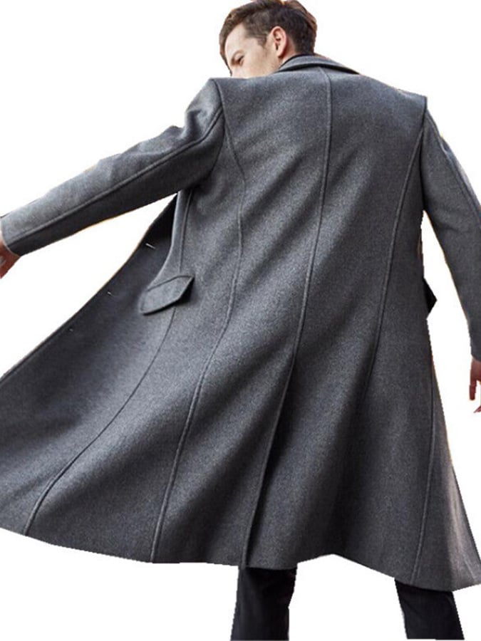 Men'S Commuter Button Design Wool Coat