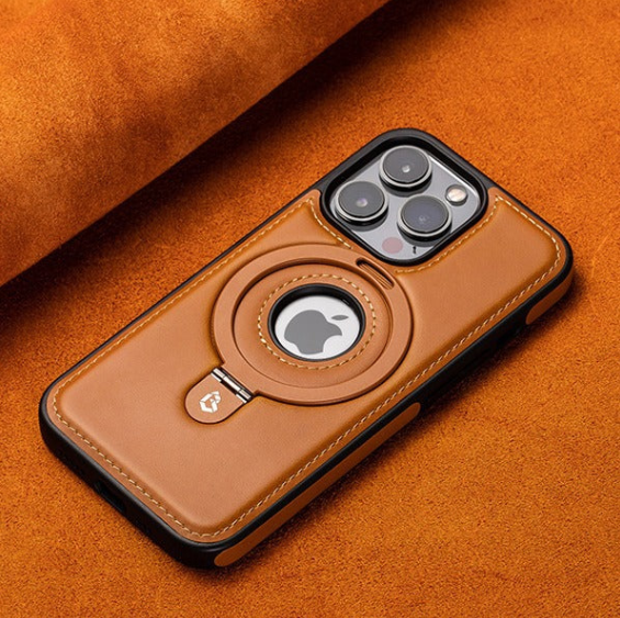 (🔥Last Day Promotion )🔥Full-Coverage Shockproof Leather Magnetic Stand iPhone Case