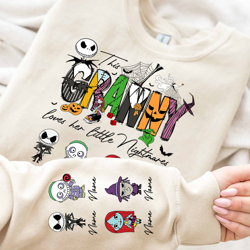 Personalized This Mama Loves Her Little Nightmares Sweatshirt, Mama Shirt With Kids Name, Spooky Season Halloween