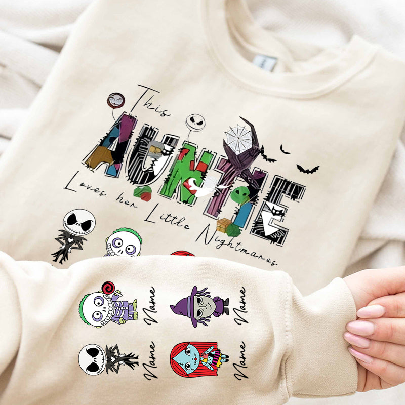 Personalized This Mama Loves Her Little Nightmares Sweatshirt, Mama Shirt With Kids Name, Spooky Season Halloween