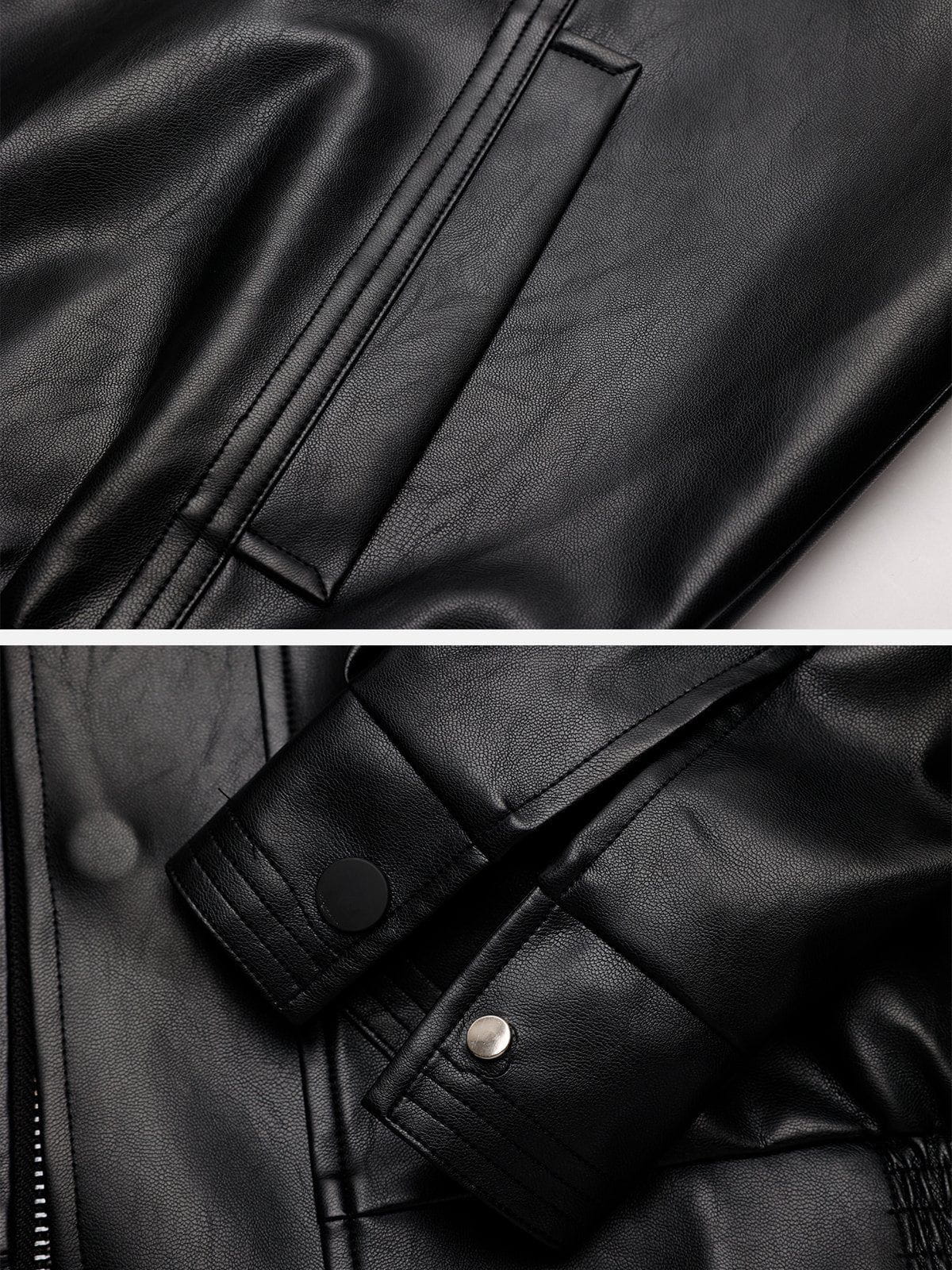 City Of Love Zip Up Ruched Leather Jacket