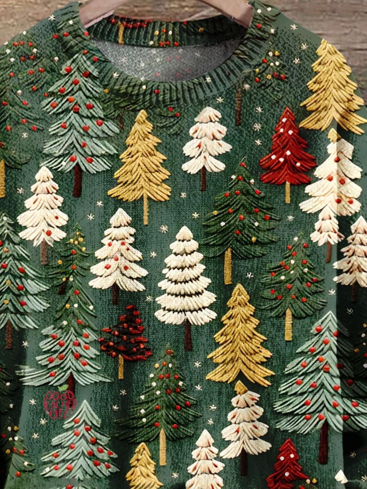 Christmas Gift Christmas Tree Art Print Knit Pullover Sweater