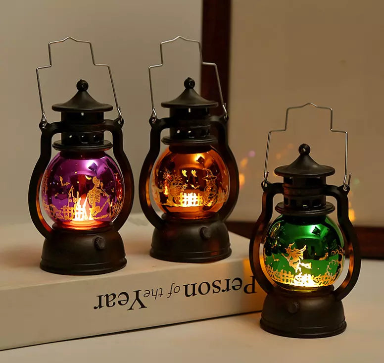 Halloween Deko Laterne Licht Halloweenlampe Gruseldekoration Lampe Flamme LED