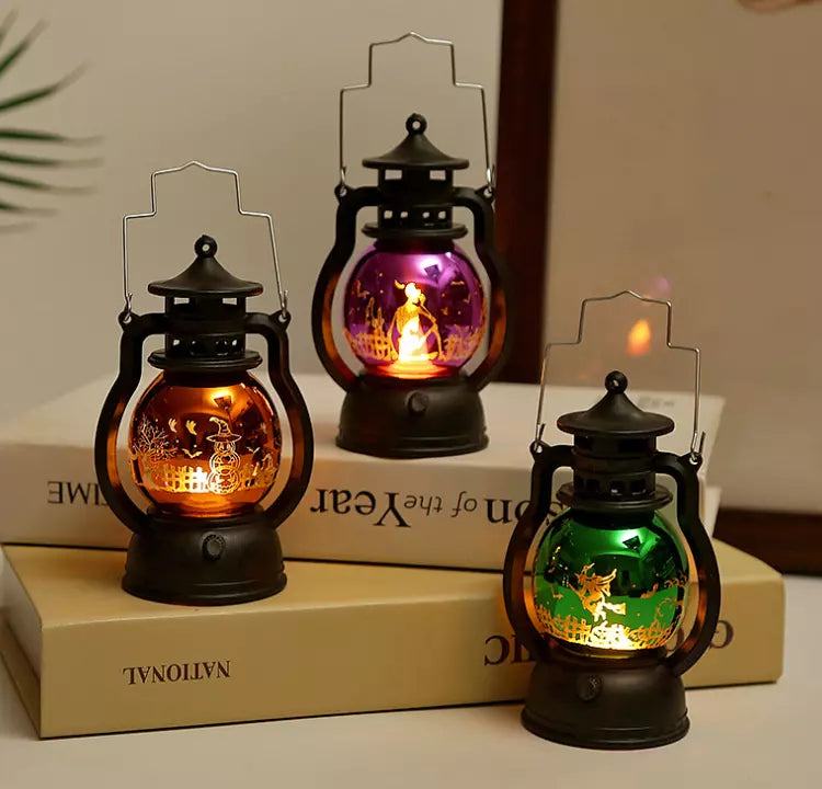 Halloween Deko Laterne Licht Halloweenlampe Gruseldekoration Lampe Flamme LED