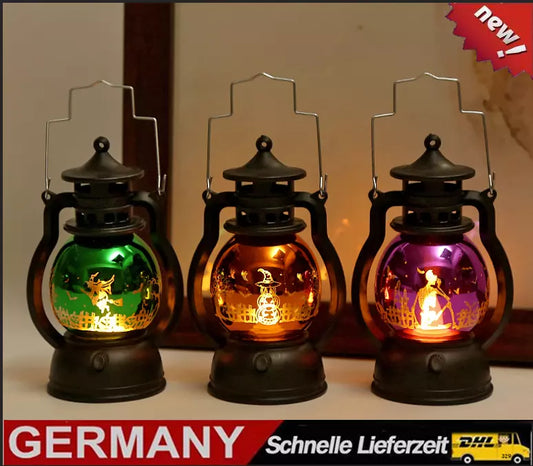 Halloween Deko Laterne Licht Halloweenlampe Gruseldekoration Lampe Flamme LED